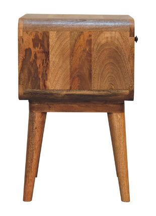 Curved Oak-ish Open Bedside