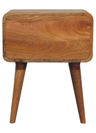Curved Oak-ish Open Bedside