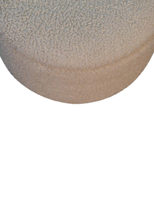 Cremefarbener Bouclé-Fußhocker mit Stauraum