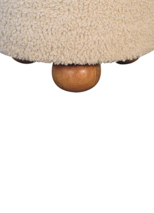 Cremefarbener Bouclé-Fußhocker mit Stauraum