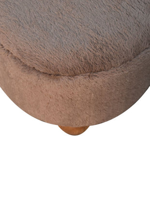 Mocha Faux Fur Round Ball Footstool