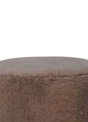Mocha Faux Fur Round Ball Footstool