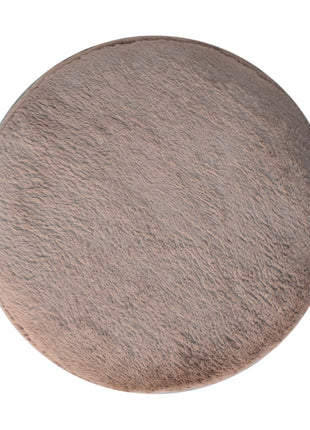Mocha Faux Fur Round Ball Footstool