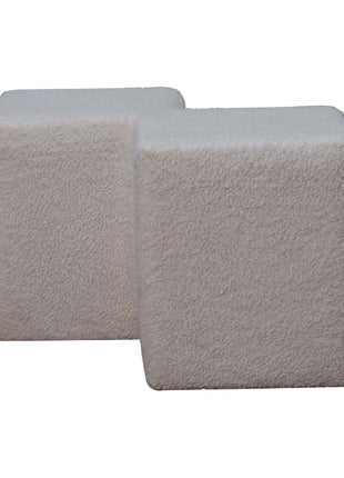 White Boucle Twin Footstool