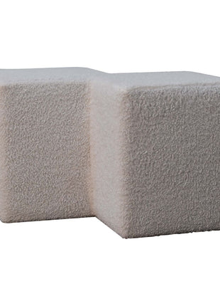 White Boucle Twin Footstool
