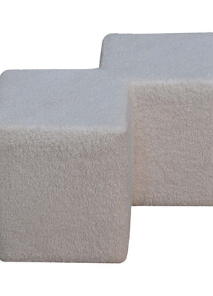 White Boucle Twin Footstool