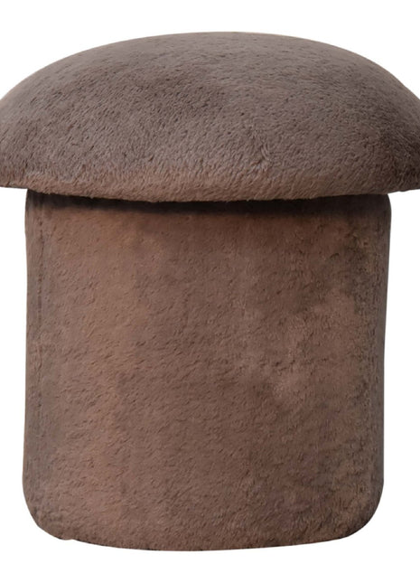 Mocha Faux Fur Mushroom Footstool