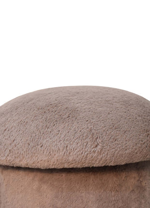 Mocha Faux Fur Mushroom Footstool