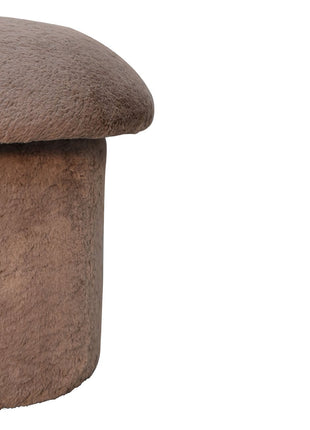 Mocha Faux Fur Mushroom Footstool