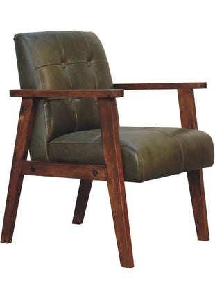 Silla de cuero de búfalo oliva