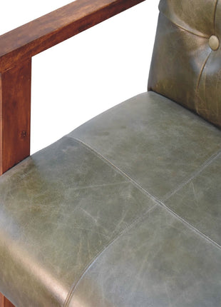 Silla de cuero de búfalo oliva