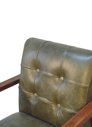 Silla de cuero de búfalo oliva