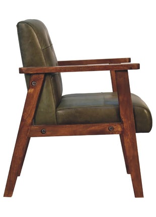 Silla de cuero de búfalo oliva