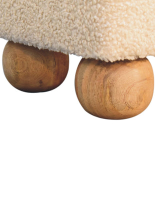 Vintage Leather Boucle Ball Footstool