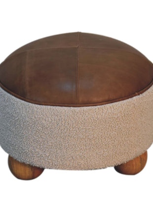 Cremefarbener Bouclé-Fußhocker „Buffalo“