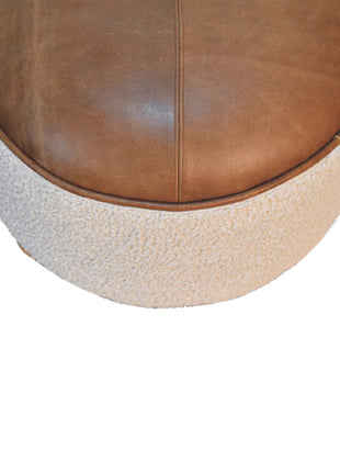 Cremefarbener Bouclé-Fußhocker „Buffalo“