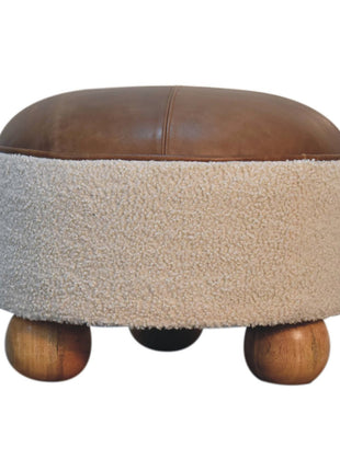 Cremefarbener Bouclé-Fußhocker „Buffalo“
