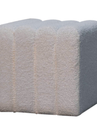 White Wavy Boucle Footstool