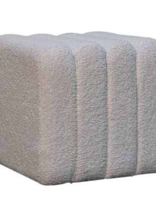 White Wavy Boucle Footstool