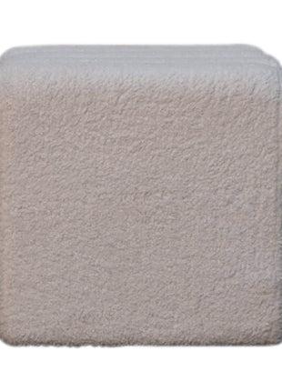 White Wavy Boucle Footstool