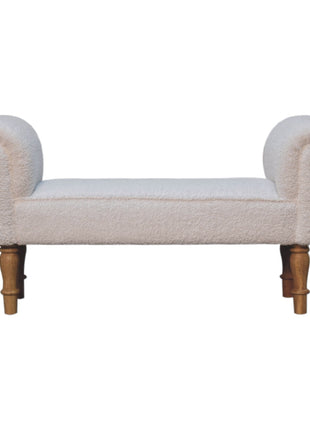 White Boucle Bedroom Bench