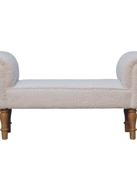 White Boucle Bedroom Bench