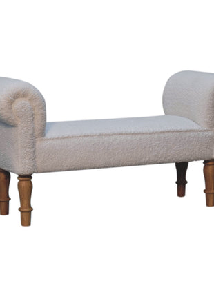 White Boucle Bedroom Bench