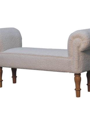 White Boucle Bedroom Bench