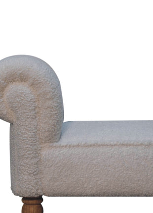 White Boucle Bedroom Bench