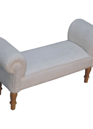 White Boucle Bedroom Bench