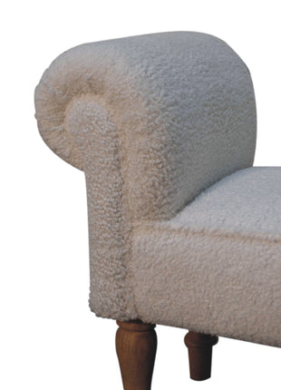 White Boucle Bedroom Bench