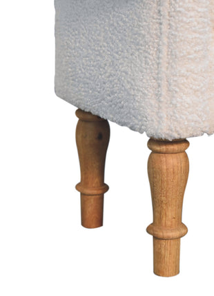 White Boucle Bedroom Bench