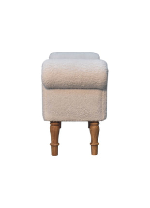 White Boucle Bedroom Bench