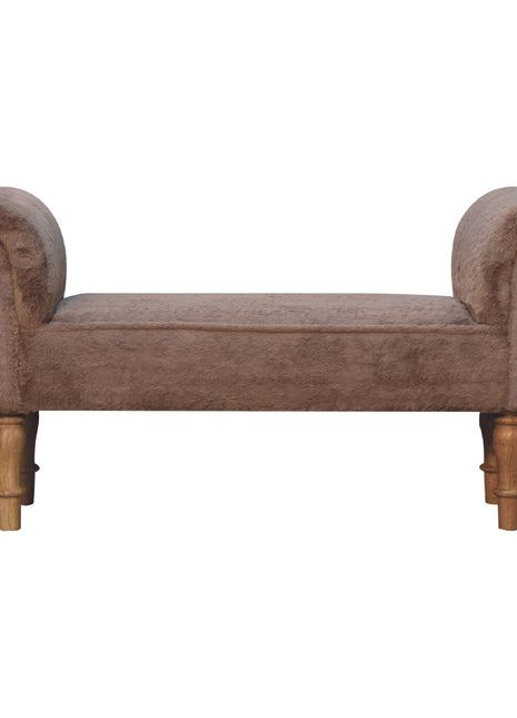 Mocha Faux Fur Bedroom Bench