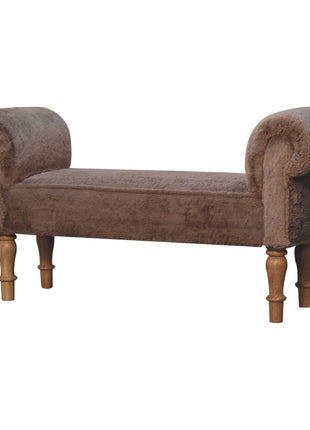 Mocha Faux Fur Bedroom Bench