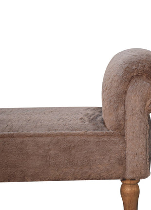 Mocha Faux Fur Bedroom Bench