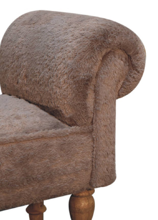 Mocha Faux Fur Bedroom Bench