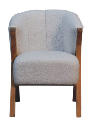 White Boucle Minimalistic Chair