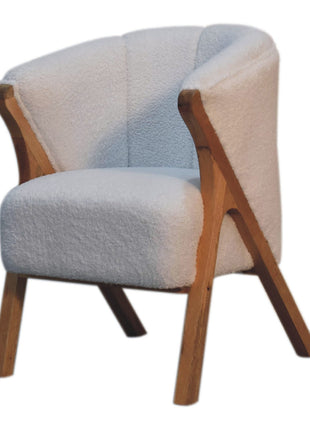 White Boucle Minimalistic Chair