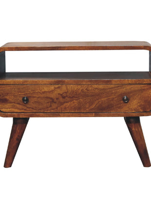 Mini Chestnut Curved Media Unit