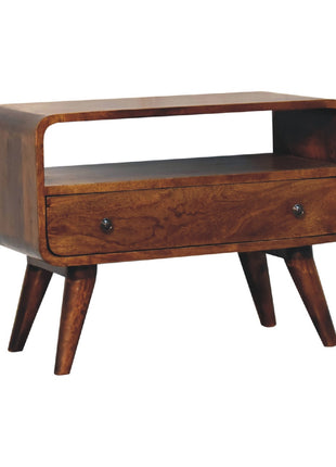 Mini Chestnut Curved Media Unit