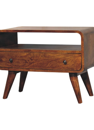 Mini Chestnut Curved Media Unit