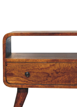 Mini Chestnut Curved Media Unit