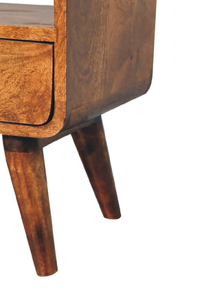 Mini Chestnut Curved Media Unit