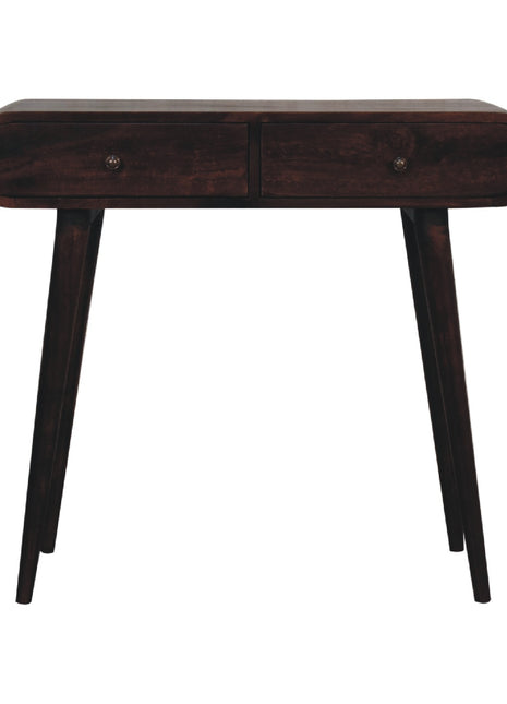 Light Walnut Curved Edge Console Table