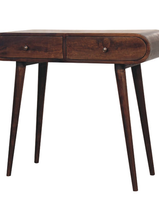 Light Walnut Curved Edge Console Table