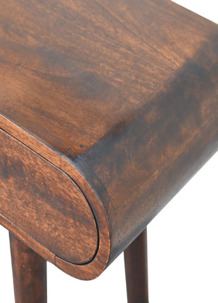Light Walnut Curved Edge Console Table