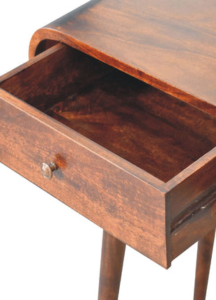 Light Walnut Curved Edge Console Table