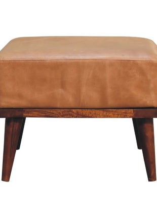 Tan Buffalo Leather Tan Footstool
