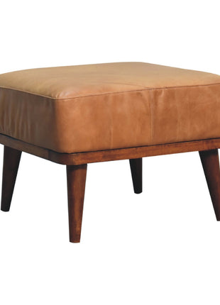 Tan Buffalo Leather Tan Footstool